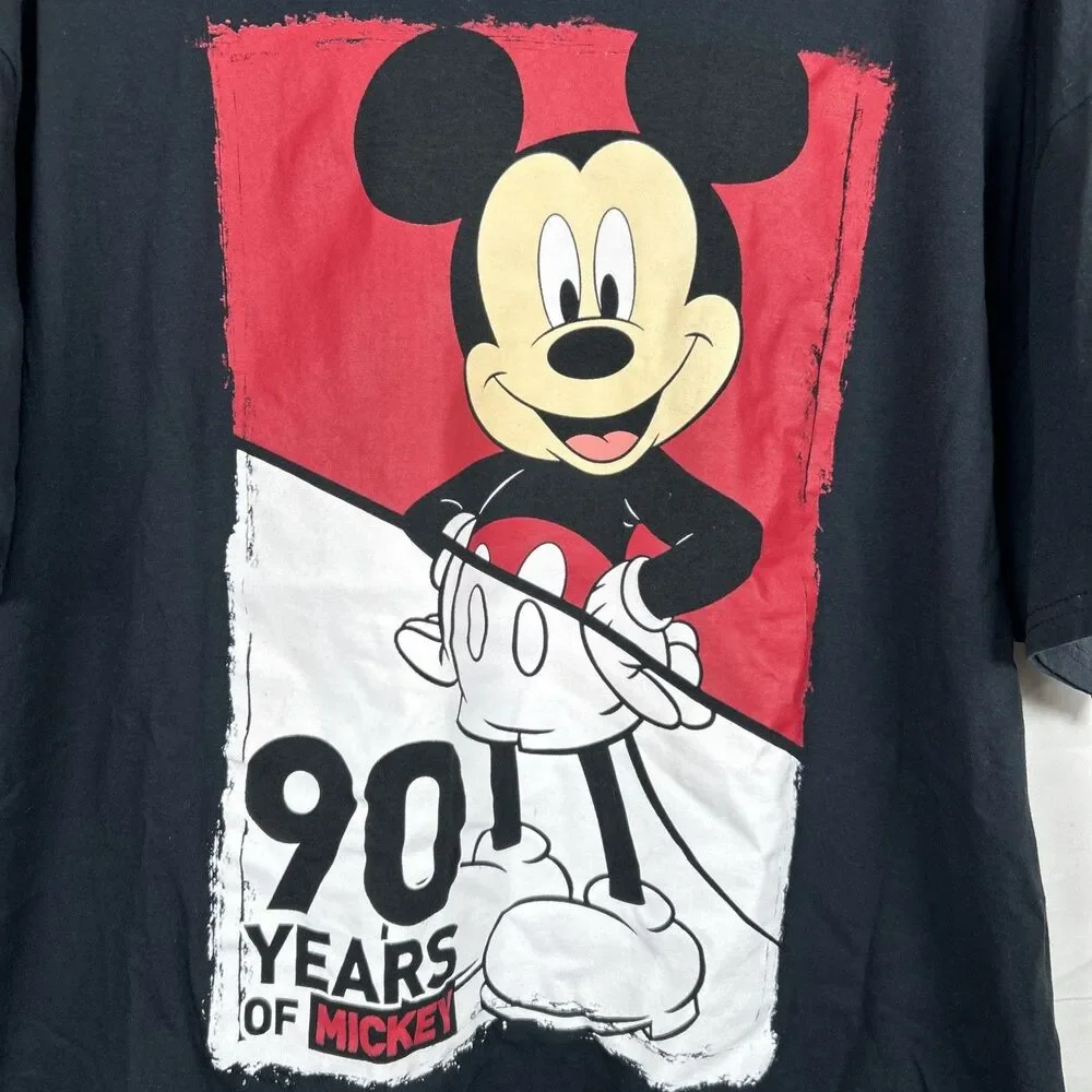Disney Mickey Mouse 90 Years of Mickey Black T-Shirt Adults Size XL 2018 Unisex